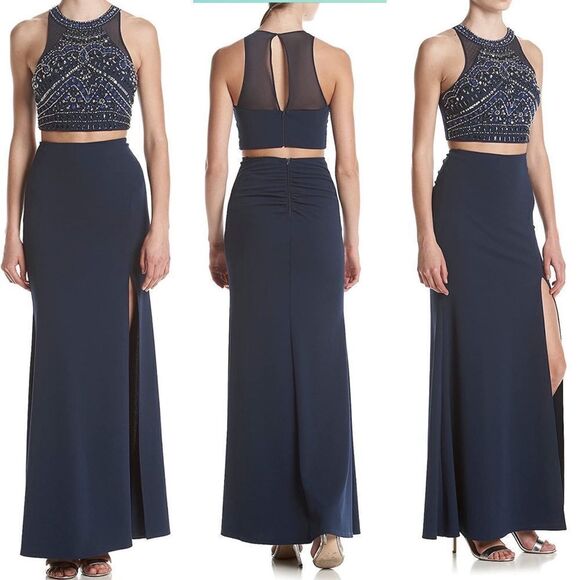 Sequin Hearts
Two-Piece Beaded Halter with Solid Skirt NEW - Picture 5 of 5